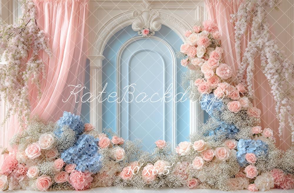 Kate Dreamy Floral Arch Pink Blue Backdrop Designed by Mini MakeBelieve - Image 4