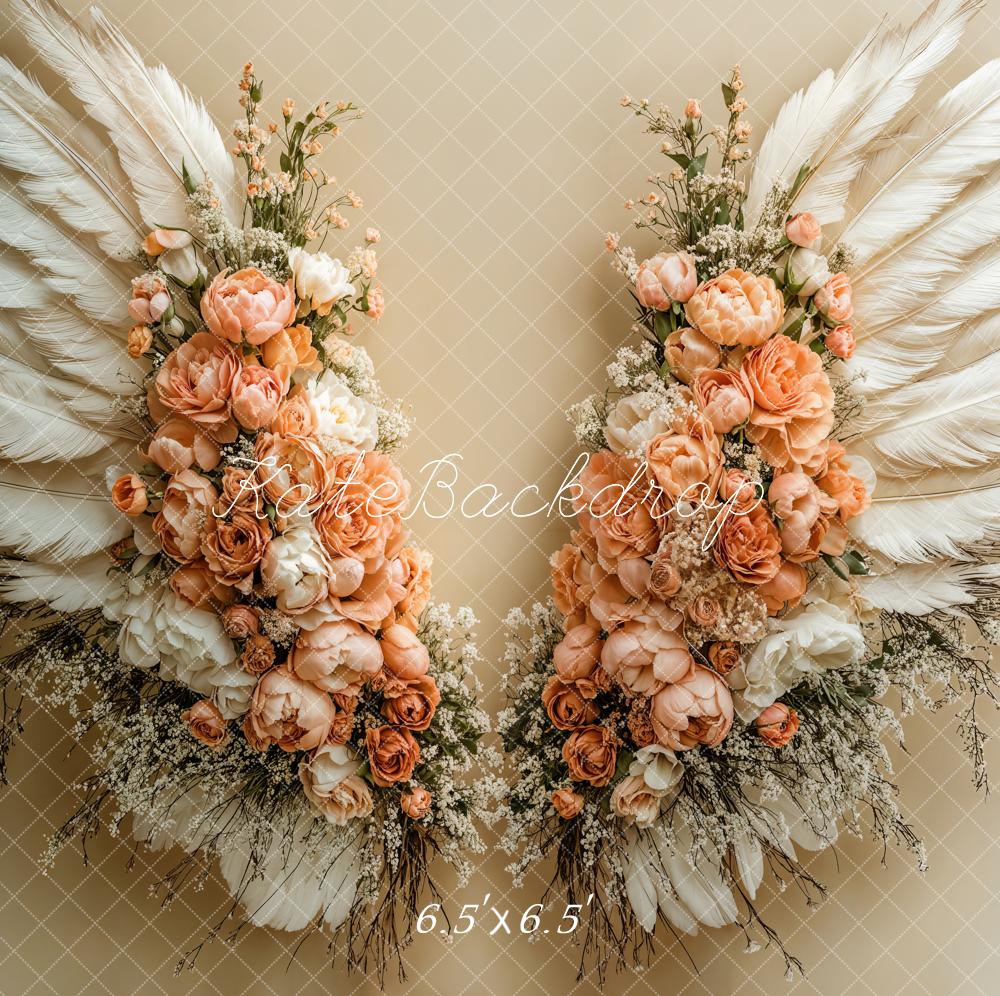 Kate Dreamy Floral Feather Wings Floor Backdrop Designed by Emetselch - Image 2
