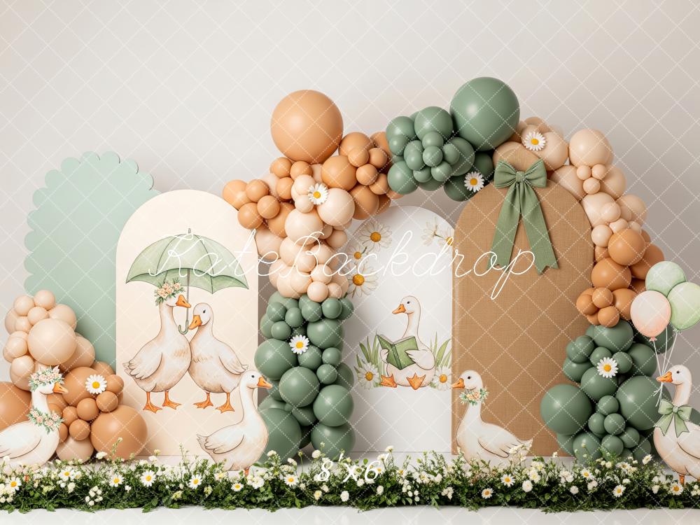 Kate Duck Arch Balloons Daisy Fleece Backdrop Designed by Patty Robert