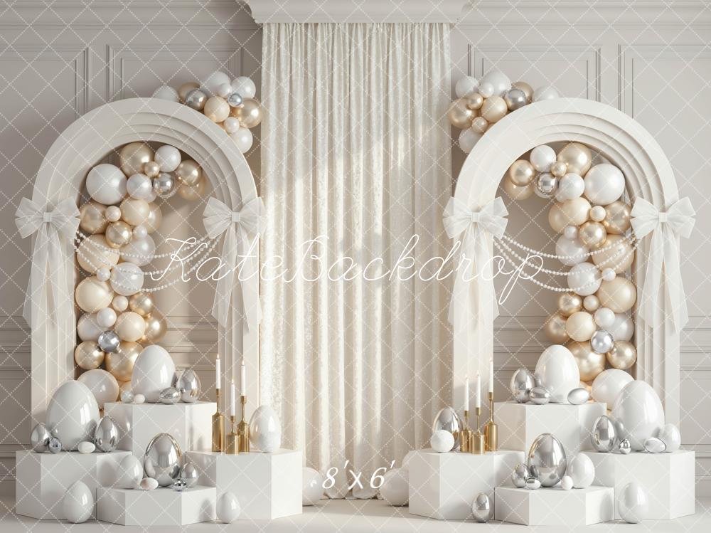 Kate Easter Arch Balloons Metallic Eggs Backdrop Designed by Mini MakeBelieve - Image 3