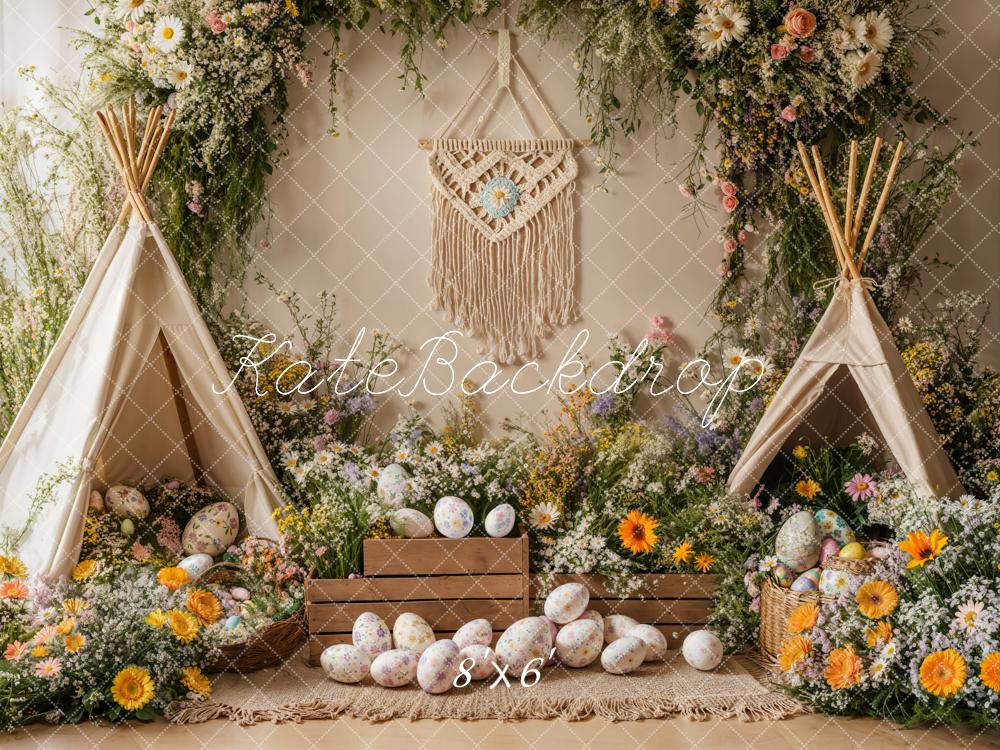 Kate Easter Boho Floral Teepee Eggs Backdrop Designed by Emetselch - Image 5