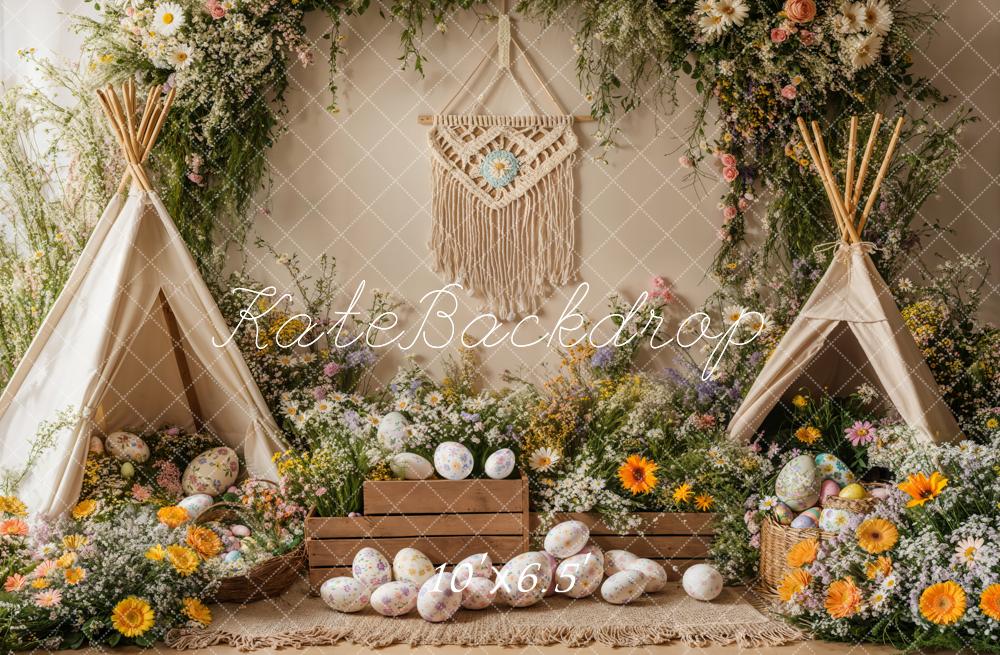 Kate Easter Boho Floral Teepee Eggs Backdrop Designed by Emetselch - Image 6