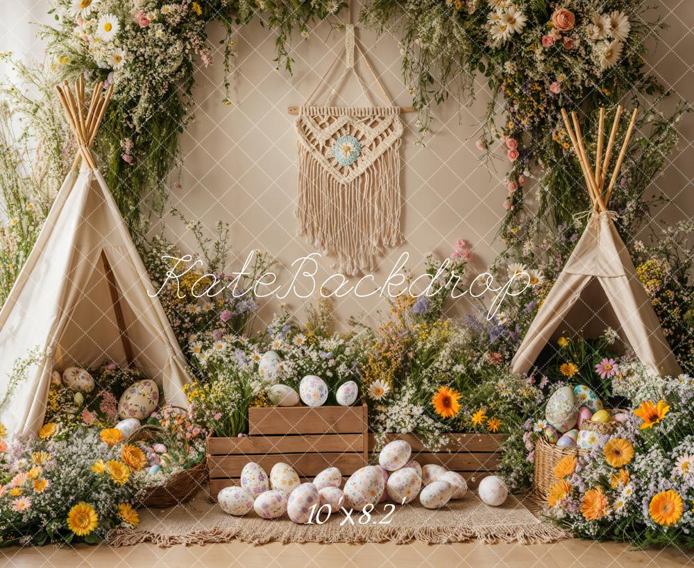 Kate Easter Boho Floral Teepee Eggs Backdrop Designed by Emetselch - Image 7