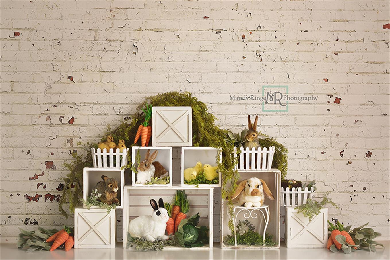 Kate Easter Bunnies with Brick Backdrop Designed By Mandy Ringe Photography - Image 2