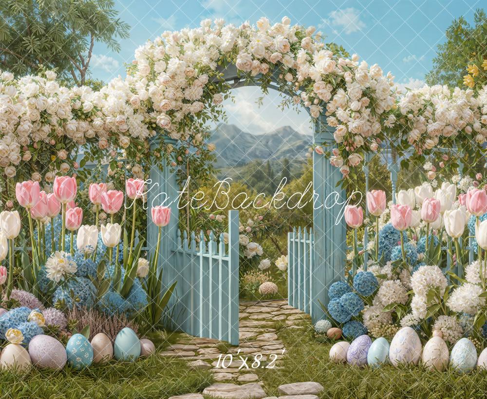 Kate Easter Bunny Garland Pastel Garden Fleece Backdrop Designed by Emetselch - Image 3