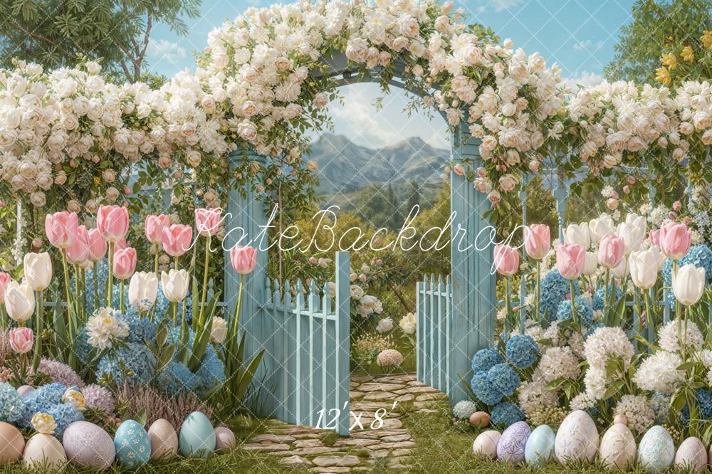 Kate Easter Bunny Garland Pastel Garden Fleece Backdrop Designed by Emetselch - Image 4