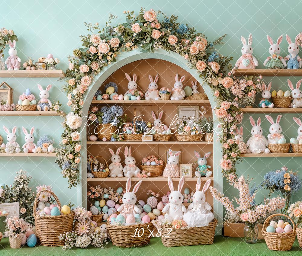 Kate Easter Bunny Arch Shelves Pastel Fleece Backdrop Designed by Emetselch - Image 3