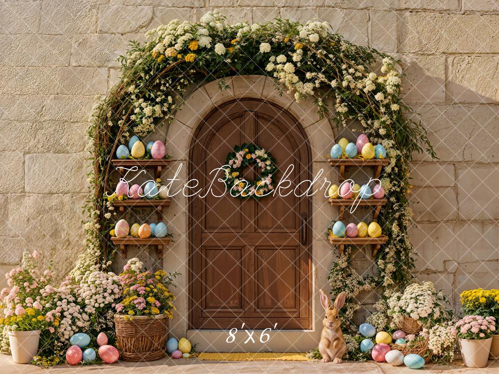 Kate Easter Bunny Arch Wooden Door Pastel Eggs Backdrop Designed by Emetselch - Image 3