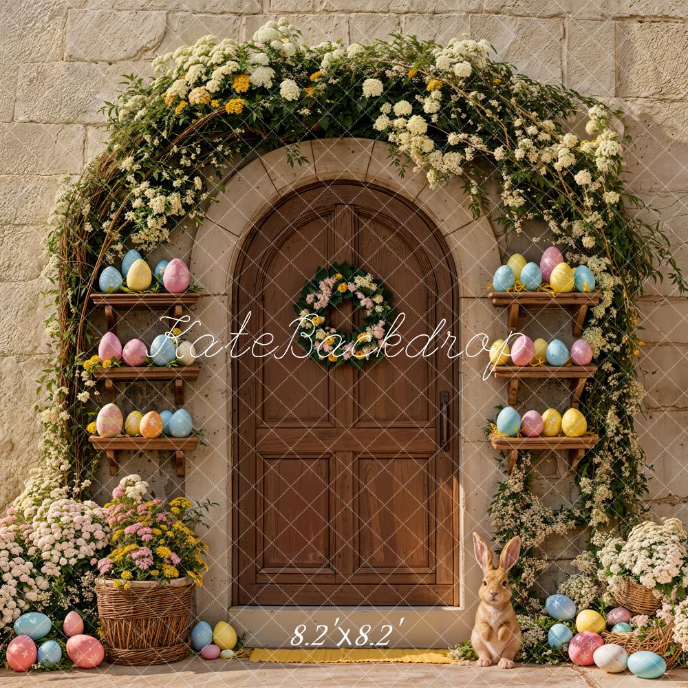 Kate Easter Bunny Arch Wooden Door Pastel Eggs Backdrop Designed by Emetselch - Image 5