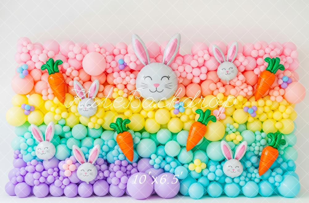 Kate Easter Bunny Balloons Carrots Rainbow Fleece Backdrop Designed by Patty Robert - Image 2
