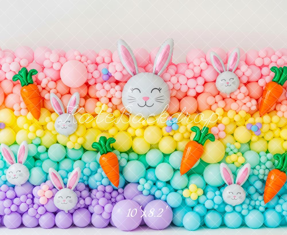 Kate Easter Bunny Balloons Carrots Rainbow Fleece Backdrop Designed by Patty Robert - Image 3