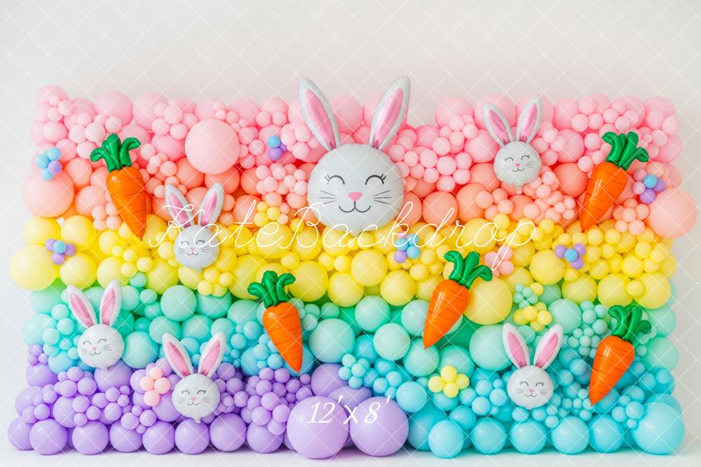 Kate Easter Bunny Balloons Carrots Rainbow Fleece Backdrop Designed by Patty Robert - Image 4