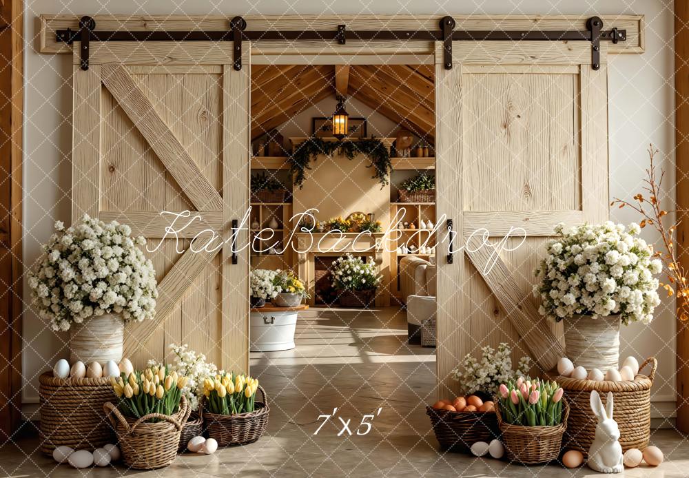 Kate Easter Bunny Barn Doors Backdrop Designed by Mini MakeBelieve
