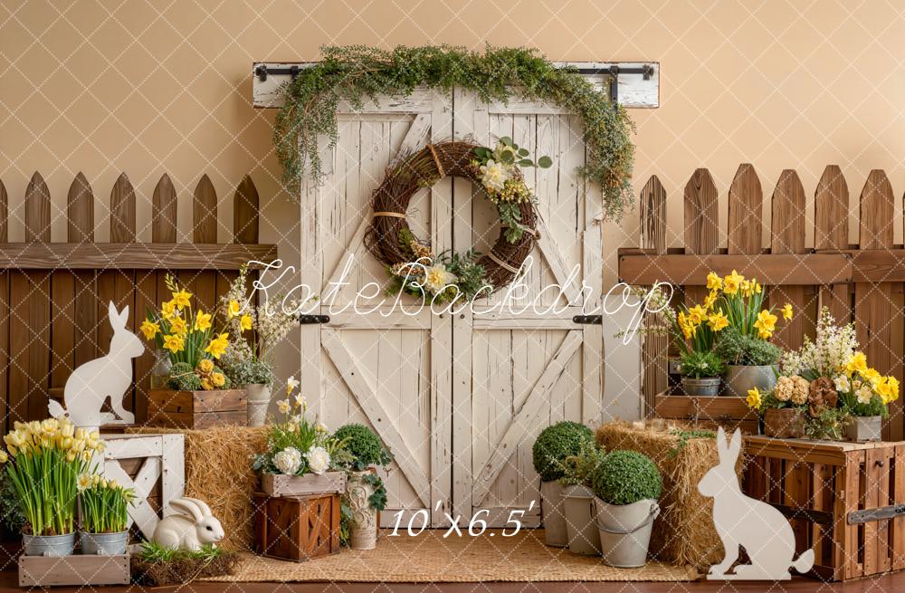 Kate Easter Bunny Barn Fleece Backdrop Designed by Emetselch - Image 2