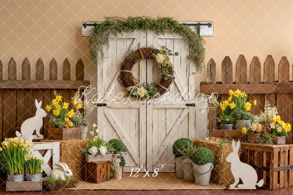 Kate Easter Bunny Barn Fleece Backdrop Designed by Emetselch - Image 4