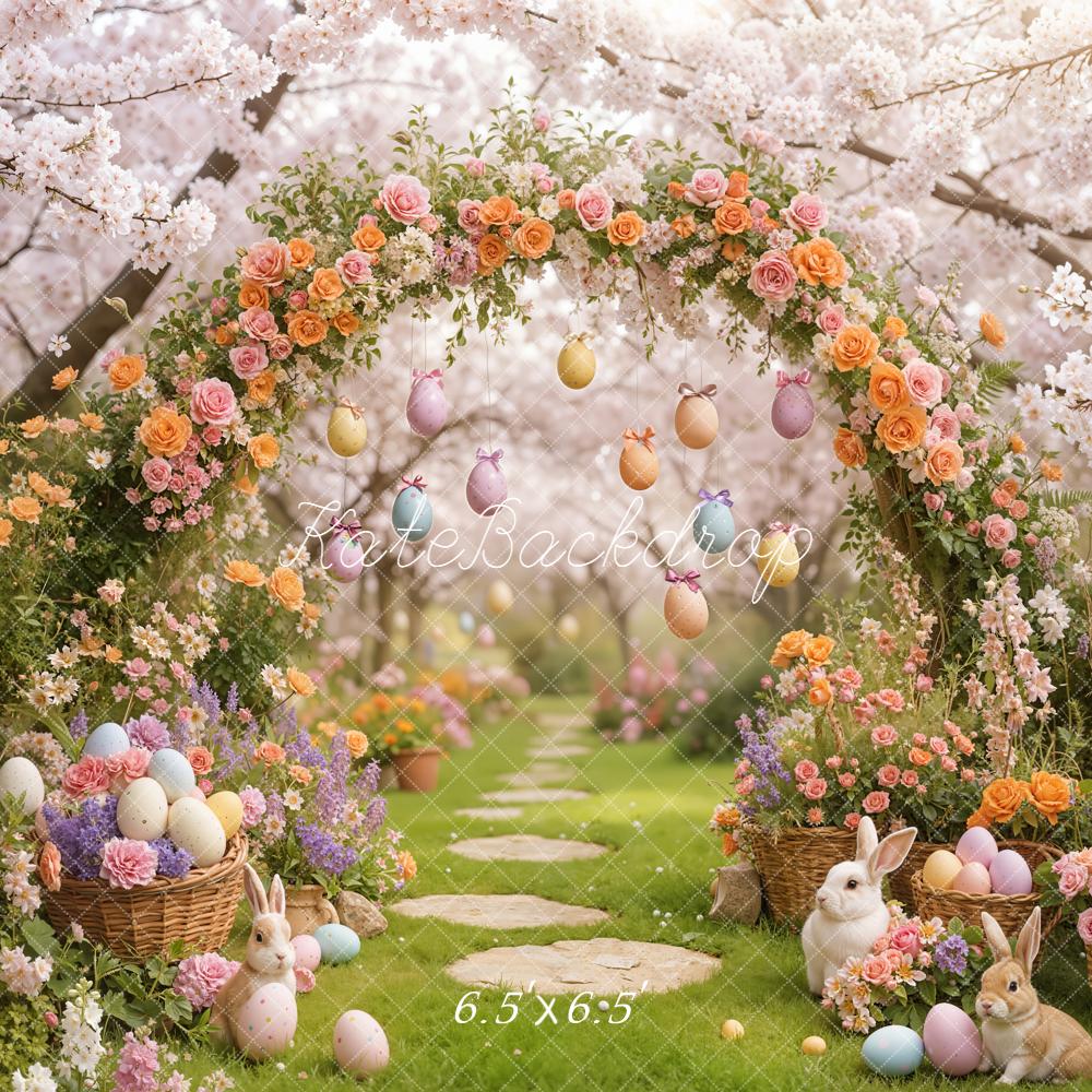 Kate Easter Bunny Blossom Arch Eggs Garden Backdrop Designed by Emstselch - Image 2
