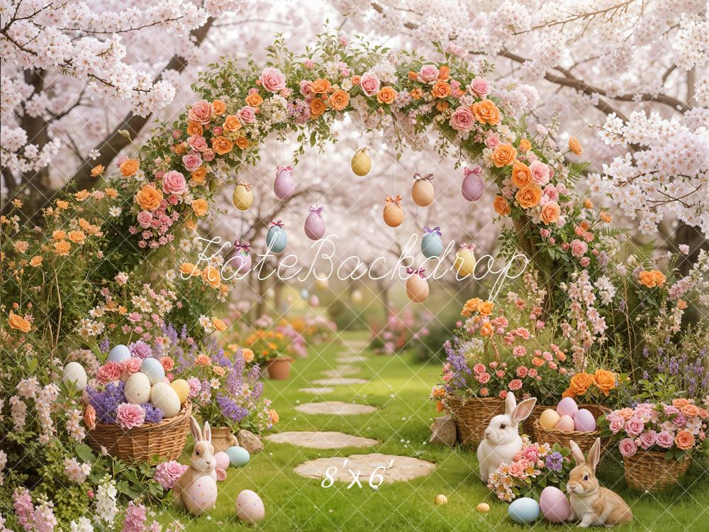 Kate Easter Bunny Blossom Arch Eggs Garden Backdrop Designed by Emstselch - Image 3