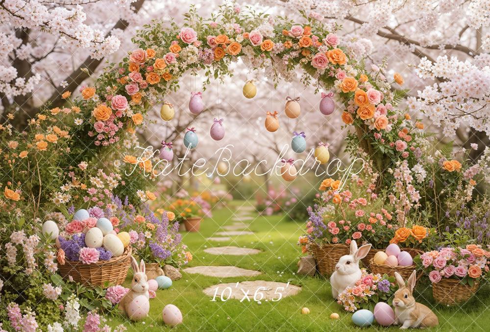 Kate Easter Bunny Blossoms Garden Fleece Backdrop Designed by Emstselch - Image 2
