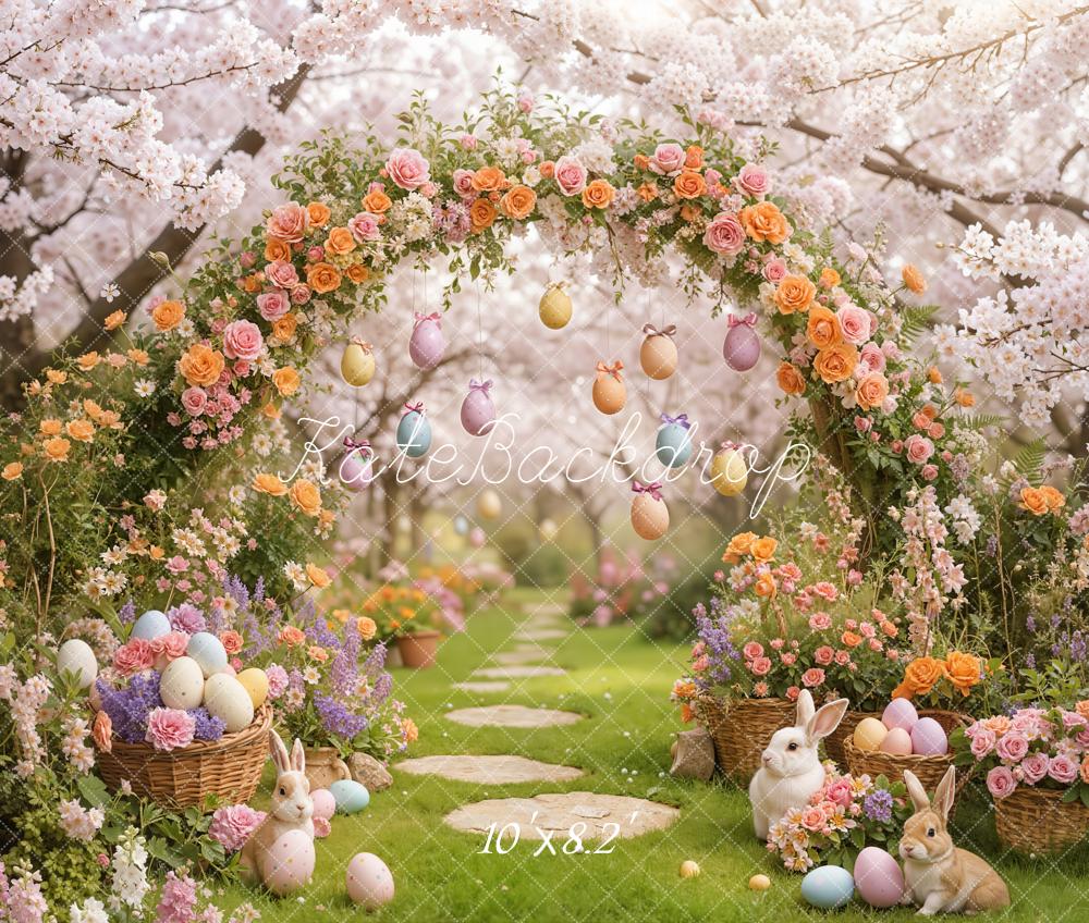 Kate Easter Bunny Blossoms Garden Fleece Backdrop Designed by Emstselch - Image 3
