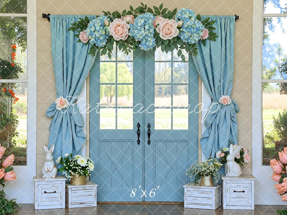 Kate Easter Bunny Blue Door Curtains Backdrop Designed by Mini MakeBelieve - Image 3