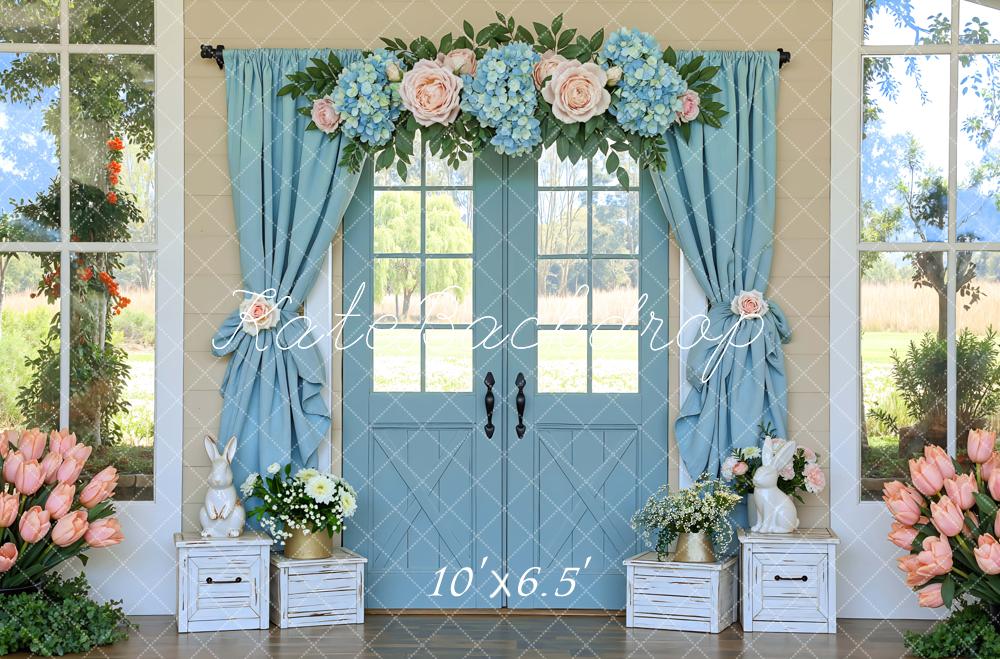 Kate Easter Bunny Blue Door Curtains Backdrop Designed by Mini MakeBelieve - Image 4