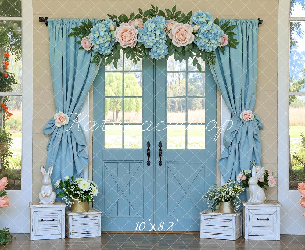 Kate Easter Bunny Blue Door Curtains Backdrop Designed by Mini MakeBelieve - Image 6