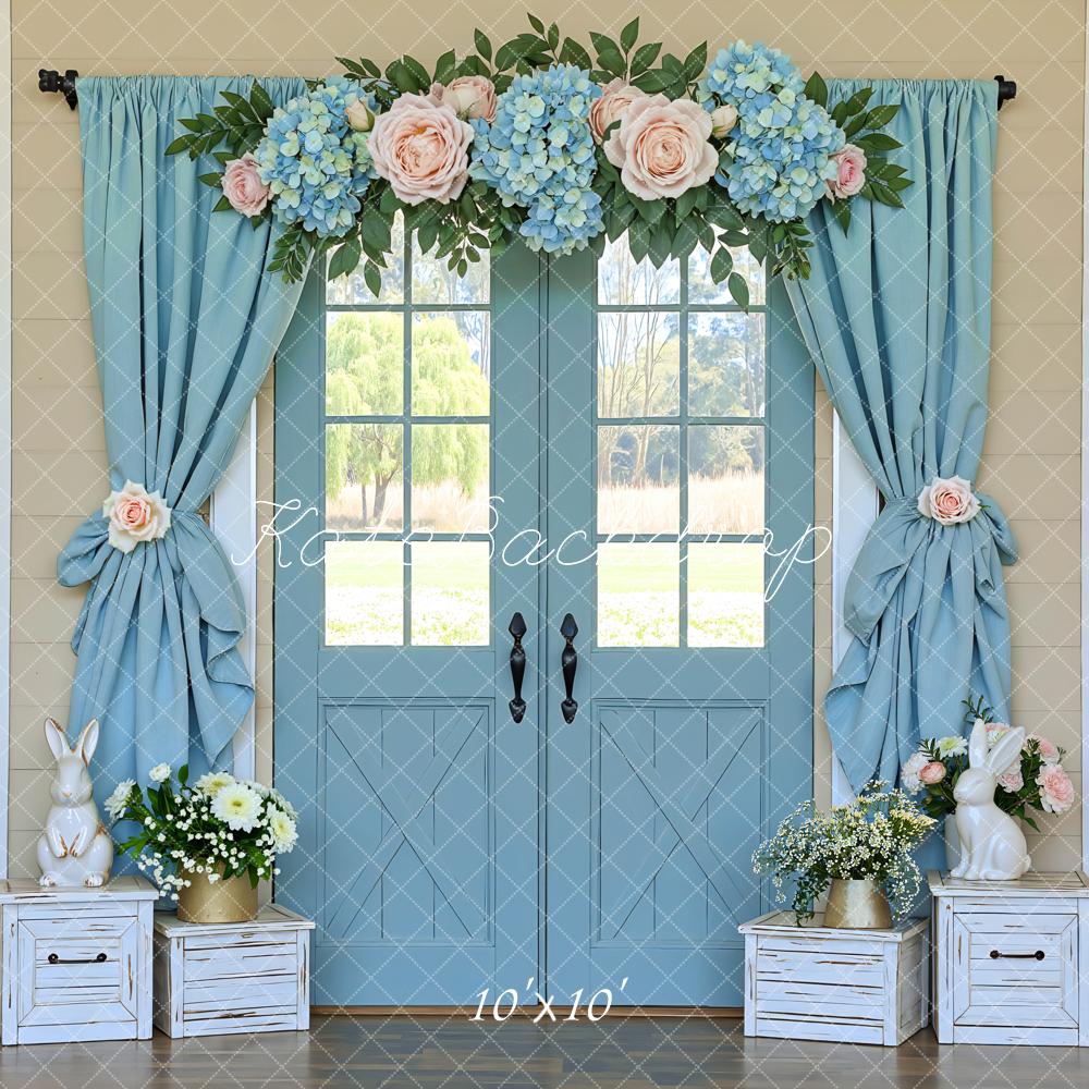 Kate Easter Bunny Blue Door Curtains Backdrop Designed by Mini MakeBelieve - Image 7