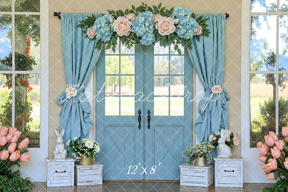 Kate Easter Bunny Blue Door Curtains Backdrop Designed by Mini MakeBelieve - Image 8