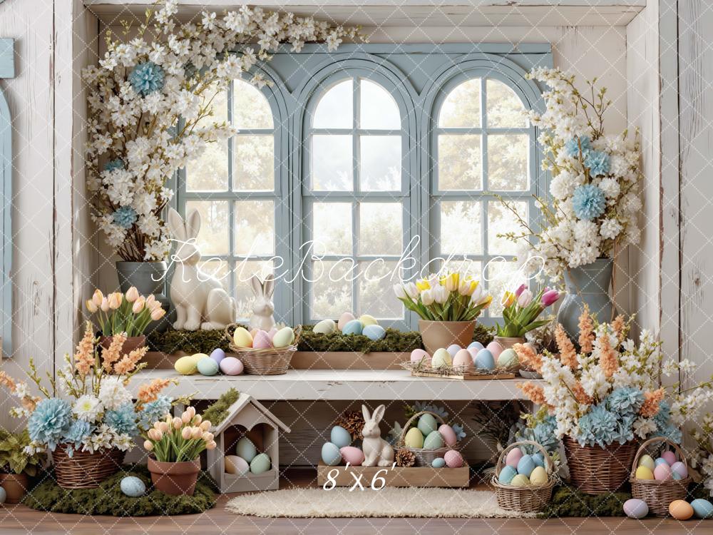 Kate Easter Bunny Blue Window Backdrop Designed by Mini MakeBelieve - Image 3