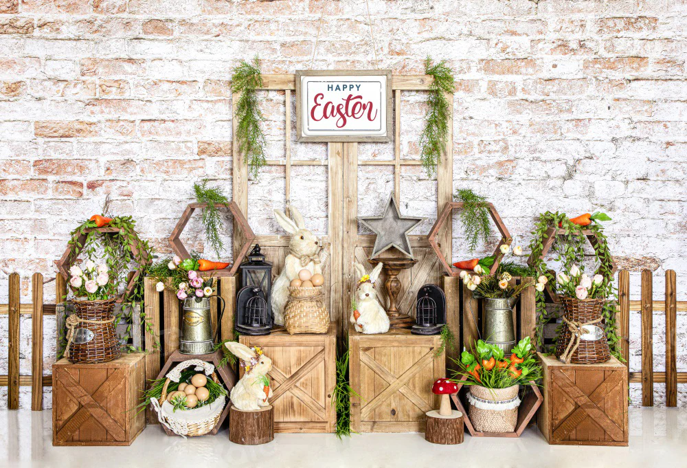 Kate Easter Bunny Brick Wall Backdrop for Photography - Image 2