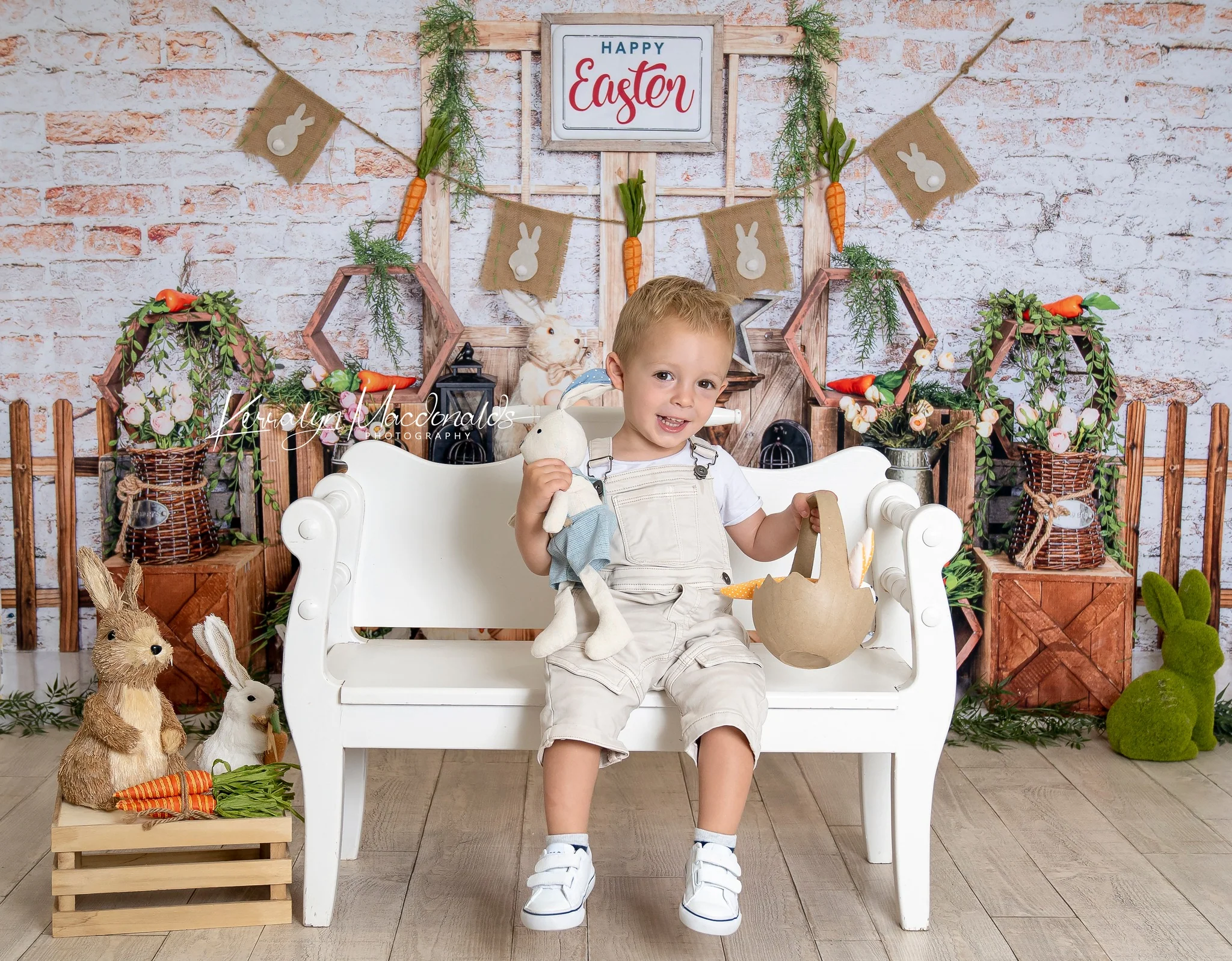 Kate Easter Bunny Brick Wall Backdrop for Photography - Image 4