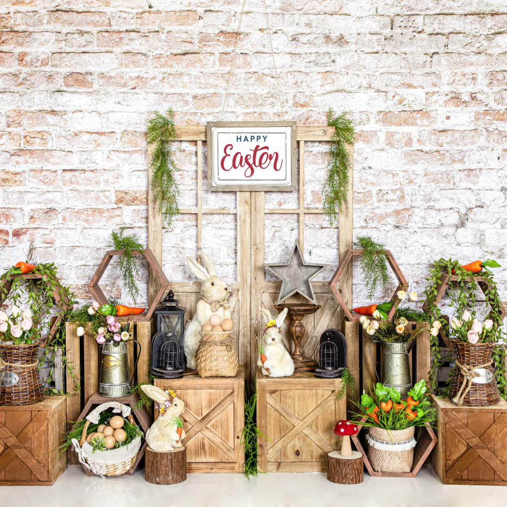 Kate Easter Bunny Brick Wall Backdrop for Photography - Image 5