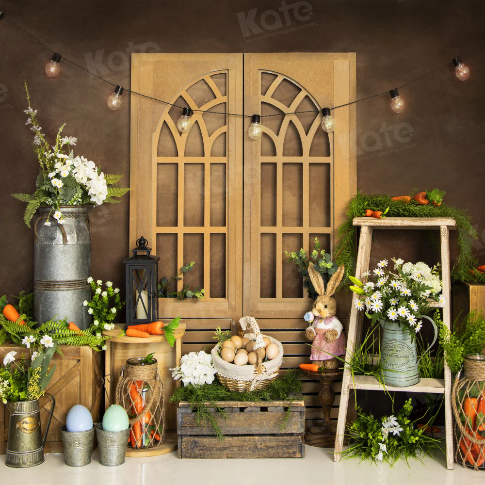 Kate Easter Bunny Brown Door Backdrop for Photography - Image 2