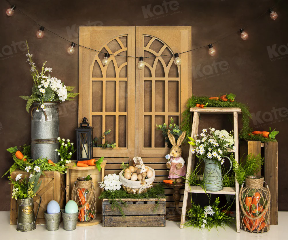 Kate Easter Bunny Brown Door Backdrop for Photography - Image 3