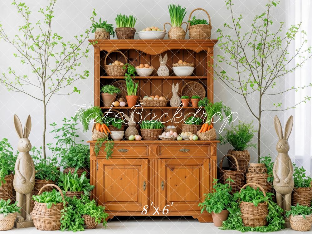 Kate Easter Bunny Cabinet Basket Greenery Fleece Backdrop Designed by Patty Robert