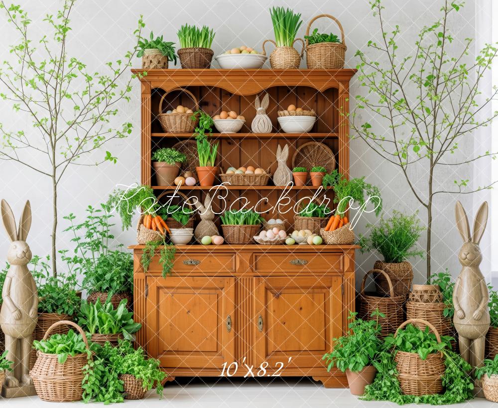 Kate Easter Bunny Cabinet Basket Greenery Fleece Backdrop Designed by Patty Robert - Image 3