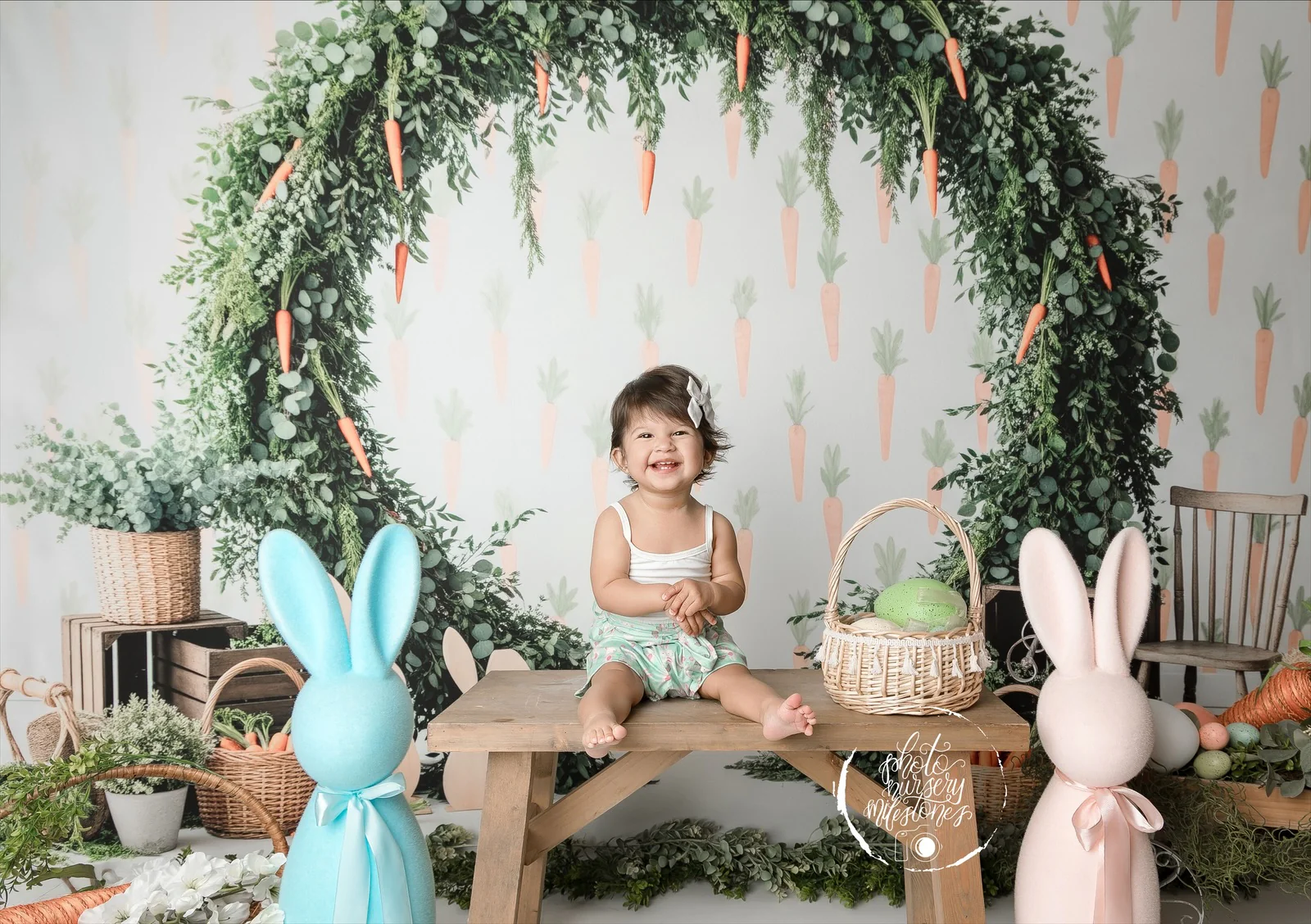 Kate Easter Bunny Carrot Arch Fleece Backdrop Designed by Patty Robert - Image 3