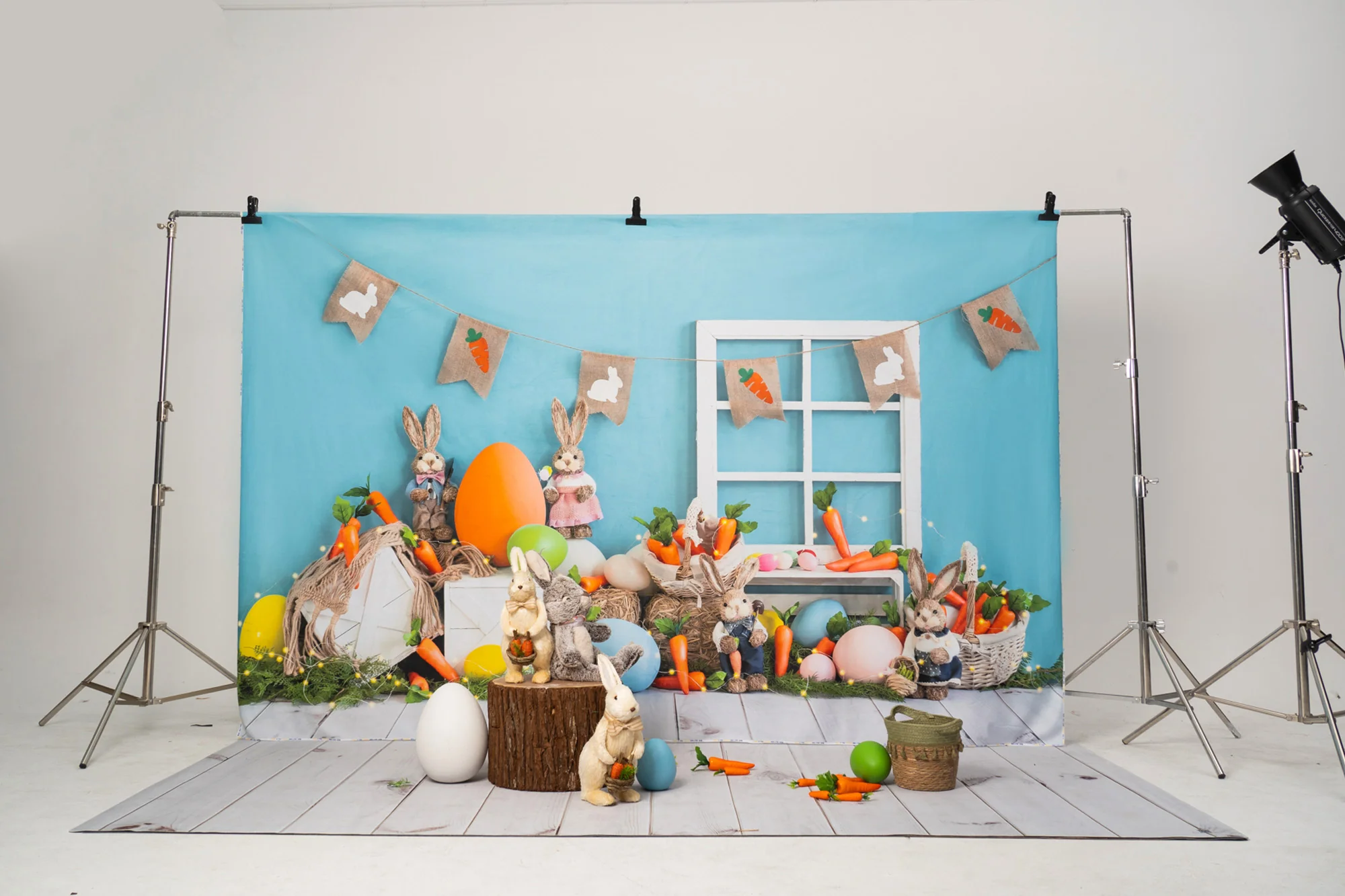 Kate Easter Bunny Carrot Blue Backdrop Designed by Emetselch - Image 3