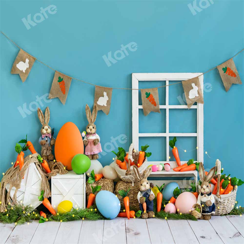 Kate Easter Bunny Carrot Blue Backdrop Designed by Emetselch - Image 4