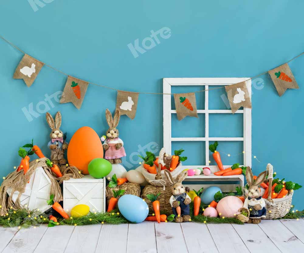 Kate Easter Bunny Carrot Blue Backdrop Designed by Emetselch - Image 5