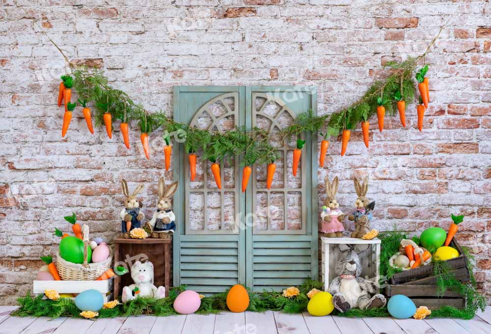 Kate Easter Bunny Carrot Brick Backdrop Designed by Emetselch - Image 2