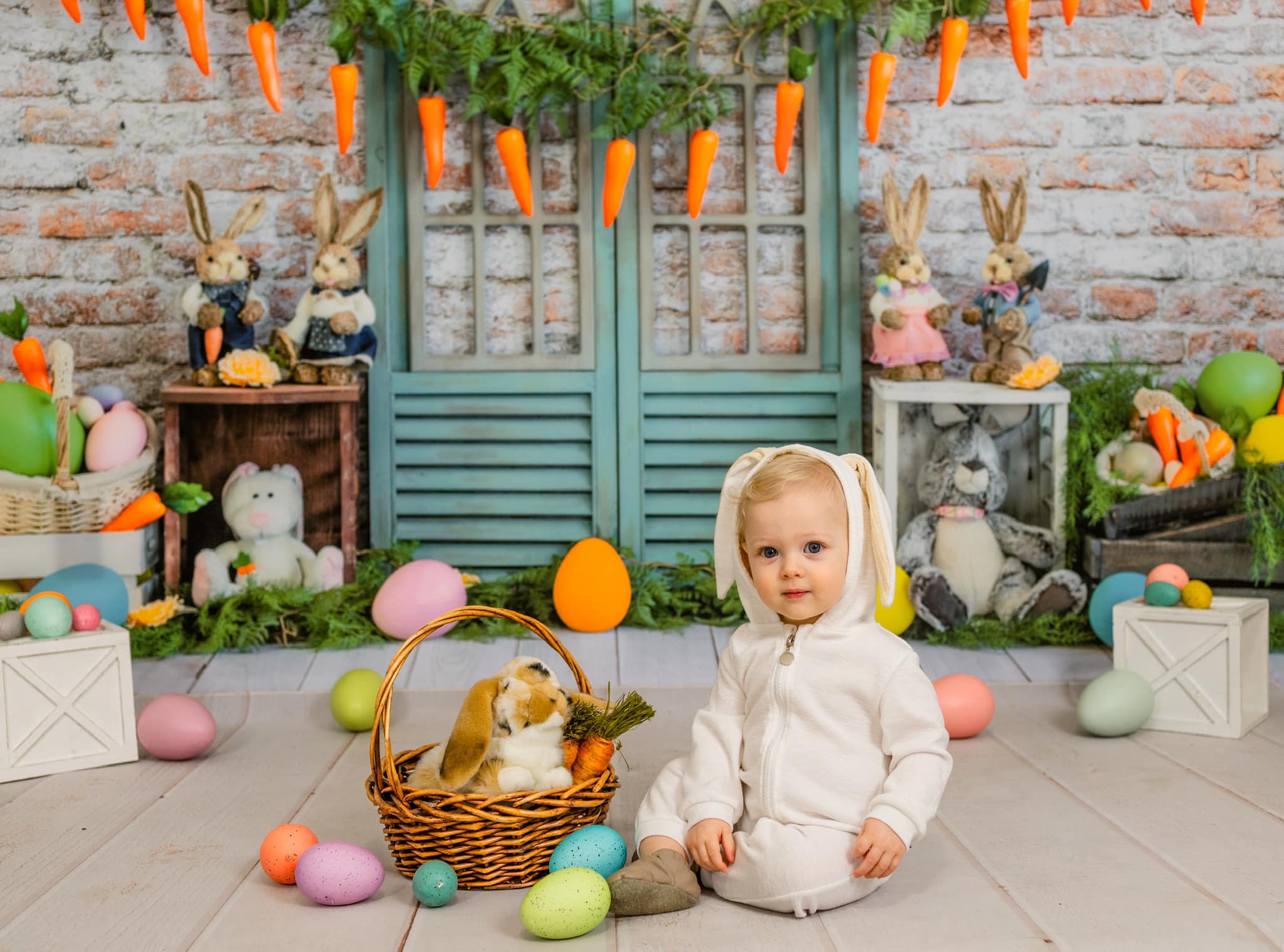 Kate Easter Bunny Carrot Brick Backdrop Designed by Emetselch - Image 3
