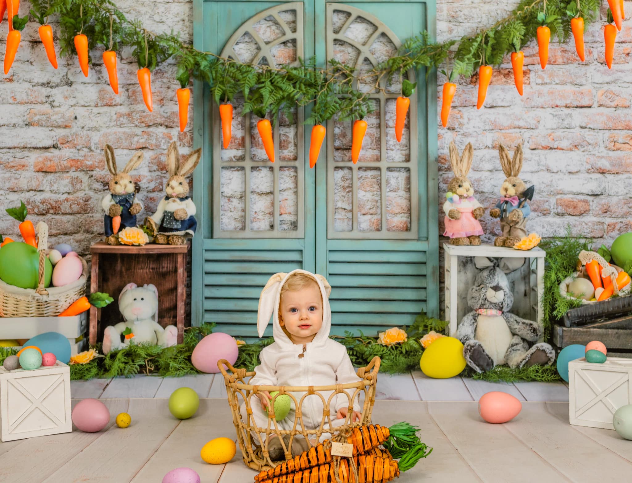 Kate Easter Bunny Carrot Brick Backdrop Designed by Emetselch - Image 4