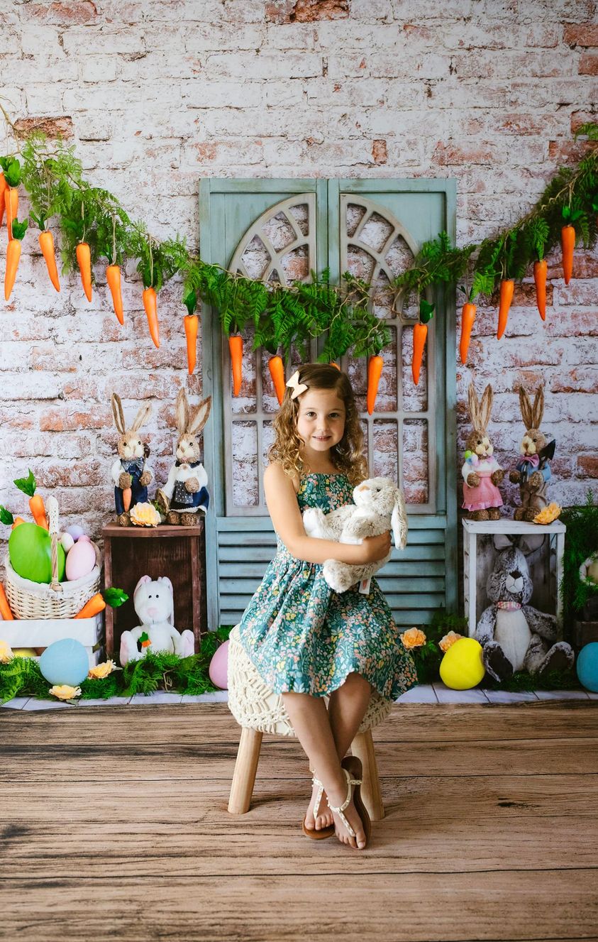 Kate Easter Bunny Carrot Brick Backdrop Designed by Emetselch - Image 5