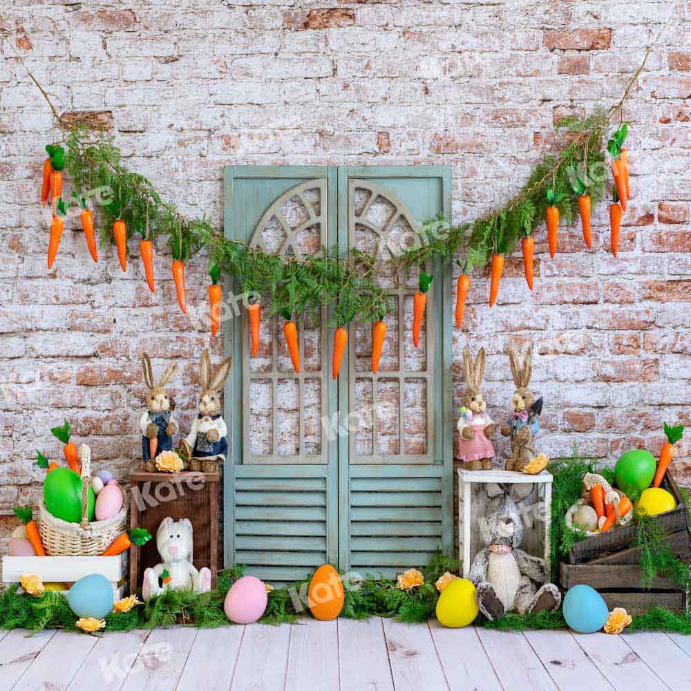 Kate Easter Bunny Carrot Brick Backdrop Designed by Emetselch - Image 6