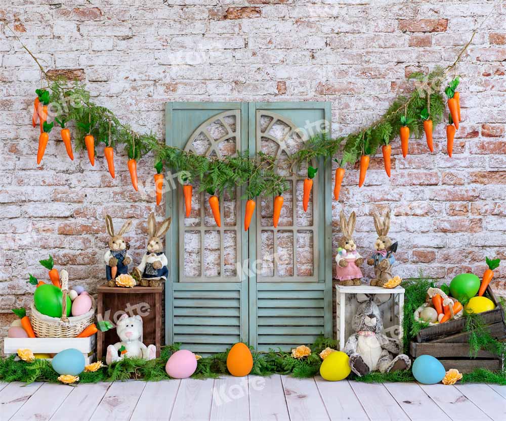 Kate Easter Bunny Carrot Brick Backdrop Designed by Emetselch - Image 7