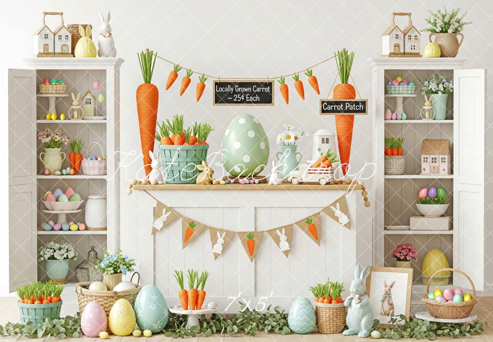 Kate Easter Bunny Carrot Patch Pastel Eggs Backdrop Designed by Patty Robert - Image 2