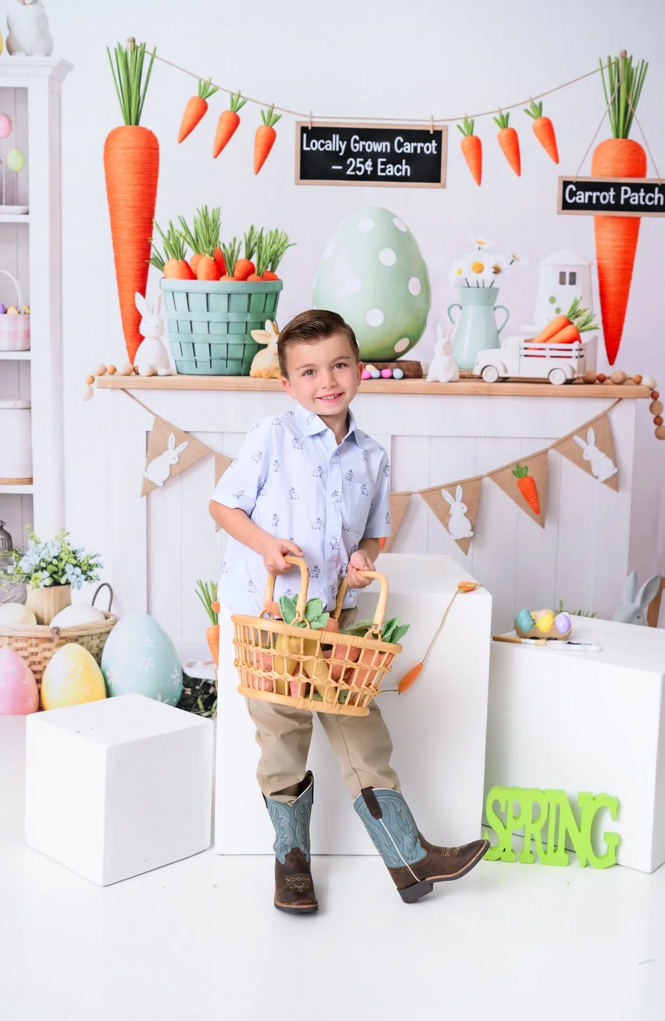 Kate Easter Bunny Carrot Patch Pastel Eggs Backdrop Designed by Patty Robert - Image 4