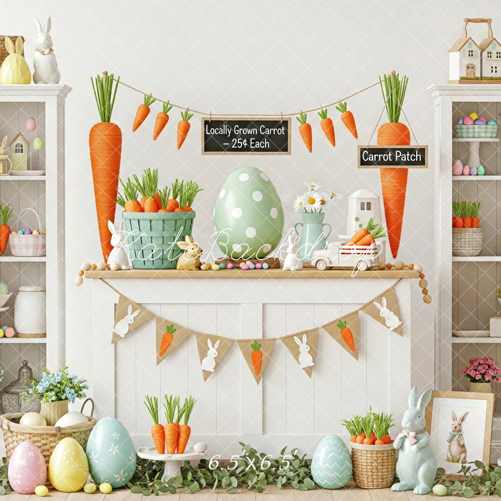 Kate Easter Bunny Carrot Patch Pastel Eggs Backdrop Designed by Patty Robert - Image 5