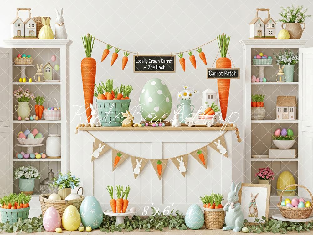 Kate Easter Bunny Carrot Patch Pastel Eggs Backdrop Designed by Patty Robert - Image 6